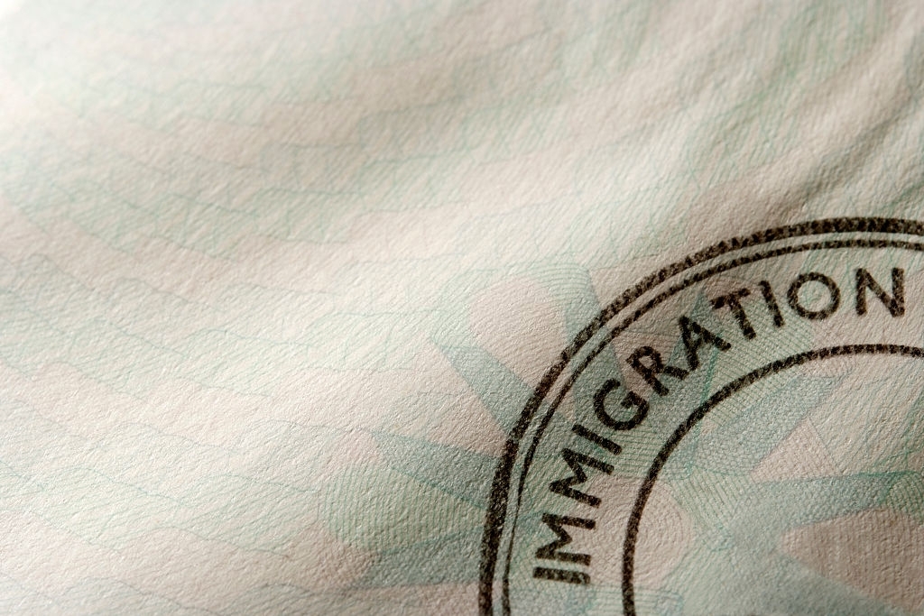Close-up of blank immigration stamp with copy space.